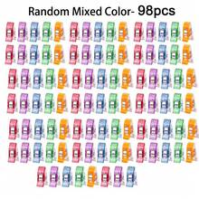 20/50/98/200 piezas Clips de costura de colores, clips multiusos de plástico para manualidades, ganchillo, tejido, clips de para ropa, clips de unión de color, papel con cortador rotativo - Multicolor - Ver 22