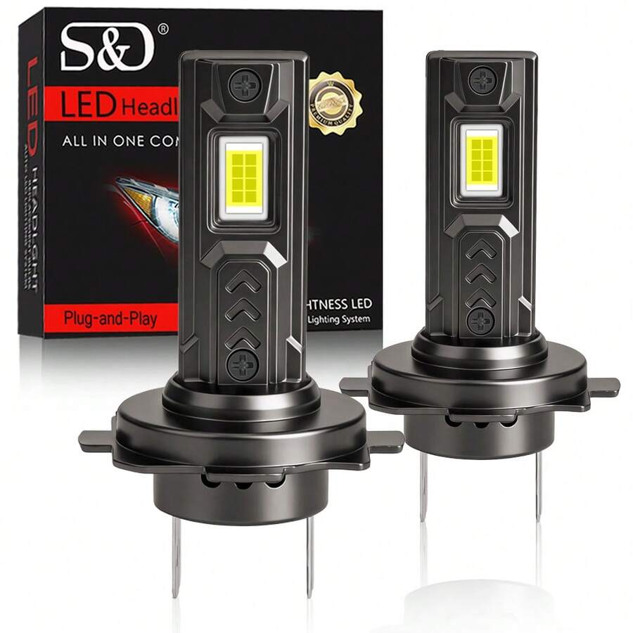 Lampu LED S&D H7 Canbus 30000LM 60W Lampu Depan LED Mobil H7 Canbus Tanpa Error Dengan Kipas Otomatis Turbo Lampu Putih 60500K 12V - A - View 1
