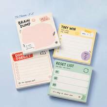 1pc Random/4pcs Aesthetic Pastel To Do List Sticky Notes, Cute Positive Slogan With Checkbox,"Brain Dump, Tiny Win, Reset List ,Don't Forget ",Suitable For Planner Journal Office School, Motivational Stationery Gift For Students Workers - one-size - View 2
