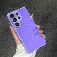 高級啞光親膚手機殼，相容 Galaxy S26Ultra S25Ultra S24Ultra S23Ultra A56 A16 A17 A36 A26 A16 A37 A57 S24 S23FE Plus A55 A35 A54 A15 S25 S24 S23 及更多機型，全方位相機保護、內建鏡頭膜、柔軟觸感、防指紋、支援無線充電、防震設計 - 淺紫色 - 查看 6
