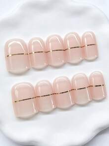 Shecass 10 piezas de uñas postizas hechas a mano, uñas cortas para vacaciones de verano, fiesta de graduación - Multicolor - Ver 3