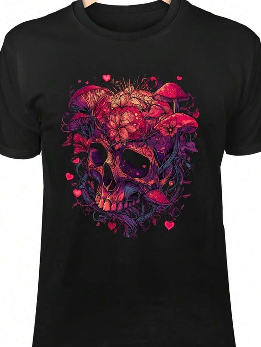 Dancing With My Demon Shirt Halloween Skeleton Monster T Shirt Horror-Themed Patterned Shirt Gothic Cute Style - 黑色 - 查看 1