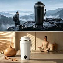 1pc Minimalist Design Temperature-Sensing 316 Stainless Steel Electric Automatic Stirring Cup, 400ml Capacity, 30s Auto-Stop Stirring, 400mAh Built-In Battery USB-TypeC Charging, 9000 RPM Powerful Motor For Fast Mixing Of Powders, Versatile And Practical For Home, Office, Sports And Travel - Multicolor - View 6