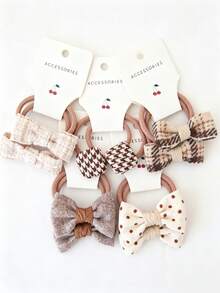 10pcs Pastoral Style Assorted Fabric Bow Headbands Hair Accessories, Suitable For Children - Multicolor - View 8