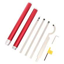 Red 8Pcs Wood Turning Tools Set, 2.65lbs Carbide Blade Lathe Turning Tools With Case For Smoothing, Roughing, Hollowing, And Detailing Work - Red - 查看 5
