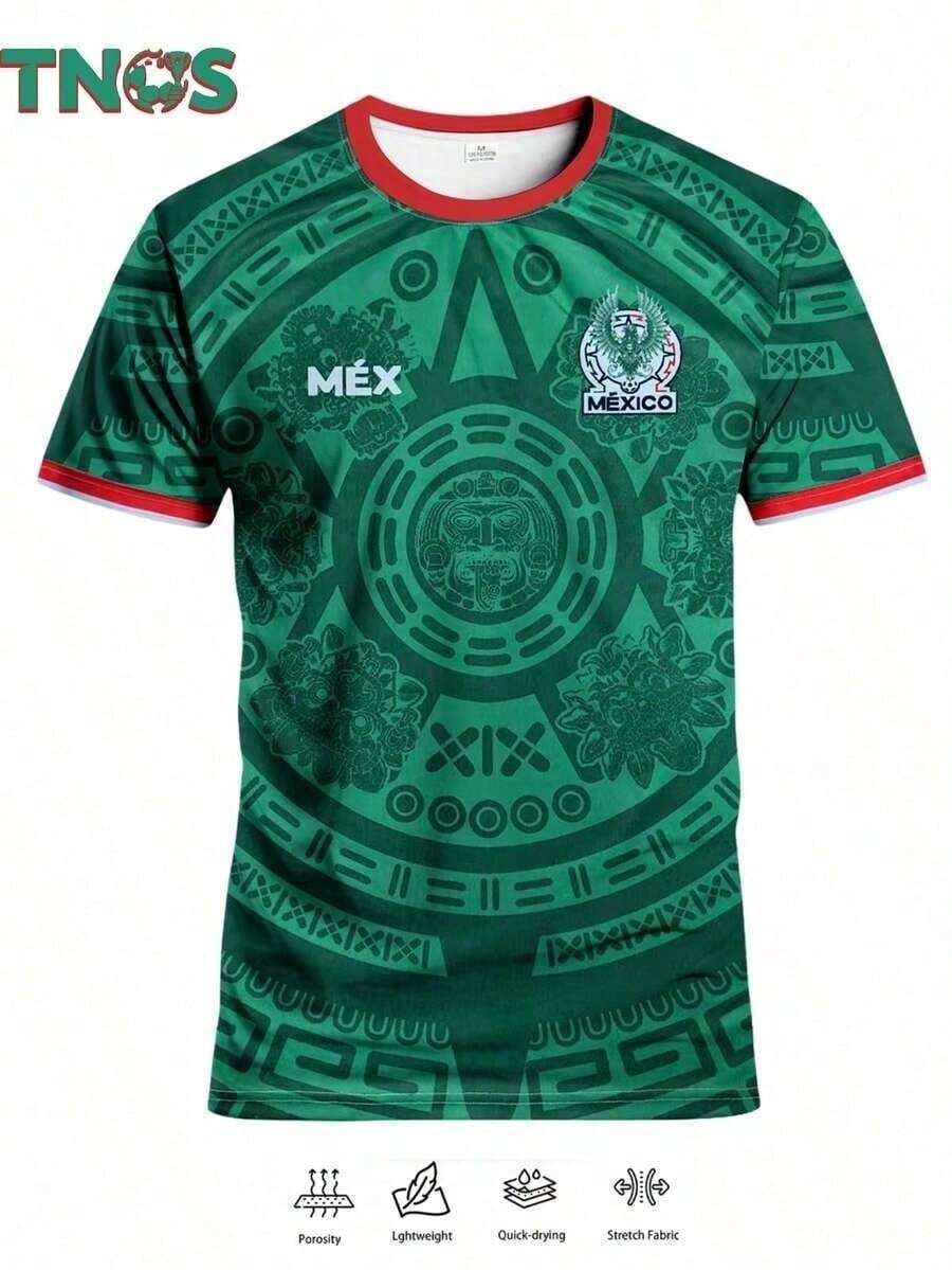 Mexico National Team Sports T-Shirt, Quick-Drying Polyester - Green - View 1