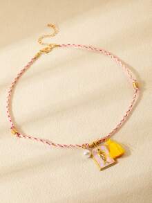 1pc Fashionable Summer Necklace With Starfish, Flower, Fish And Pearl Pendants, Beach Accessory - Multicolor - View 6