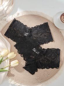 6pcs/Pack Plus Size Women's Sexy Lace Triangle Panties - Black - View 6