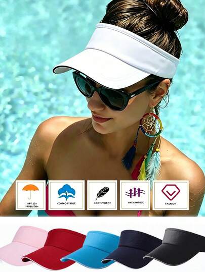 Lightweight Visor Cap With Wide Brim For UV Protection Breathable Golf Hats Women Men Stretchy Tennis Hat Sunshade Athletic Headbands Caps For Summer Beach Vacations Outdoor Running Sports Sun Headwear Hats Accessories Travel Essentials Outdoor Gear