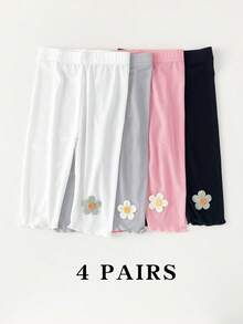 4 Packs Girls' Summer Ice Silk Lightweight Leggings, Breathable Stretchy Pants For Babies & Kids Ages 0–12, Suitable For Outerwear Or Layering - Multicolor - View 15