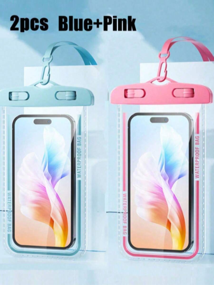 2pcs Waterproof Diving Phone Pouch, Touchscreen Sealed Swimming Dust-Proof Shockproof Rainproof Floating Portable Phone Case