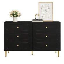 Chest Of Drawers In A Modern, Simple Style/Drawer Cabinet Made Of MDF And Chipboard/Large Chest Of Drawers With 6 Drawers, Versatile Uses/Suitable For Living Room And Bedroom - 黑色 - 查看 7