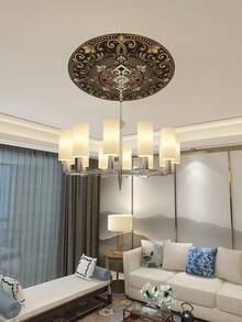 2 Pcs/Set Creative Ceiling Pendant Light Decorative Wall Stickers, High-End Hotel Lobby Ceiling & Floor Round Mosaic Stickers, 3 Sizes Available - 2pcs - View 3