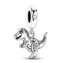 1pc Silver Plated Animal Series Forest Elephant Tiger Lion Dinosaur Zebra Sloth Rabbit Panda Pendant Beads Suitable For Bracelet Bangle Necklace Beads Suitable For DIY Jewelry Making Human And Nature Theme Beads - Silver - View 10
