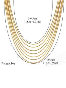 RAYQUEEN 1pc Stainless Steel Minimalist Thin Snake Chain 7-Layer Design Personalized Multi-Layer Necklace For Women, Suitable For Daily Wear - necklace - View 6