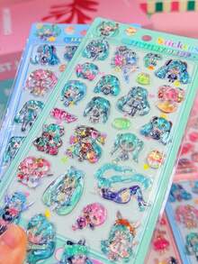Shiny Rhinestone Stickers Self-Adhesive For Scrapbooking, Greeting Cards, Gift Decoration 1 Cute 3D Patterned Decorative Sticker Toy, Anime Cartoon Sticker, Cute Kitten Pattern, Reusable Waterproof Sticker, DIY Phone Girl Embossed Crystal Children's Sticker DIY Sticker, Year Gift, Valentine's Day Gift, Easter Gift - Multicolor - View 5