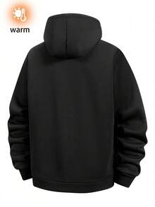 Men's Autumn/Winter Daily Commute Fashion Casual Minimalist Versatile Sweatshirt Hoodie - Black - View 3