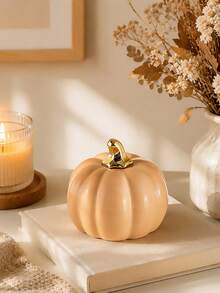 Fall Pumpkin Decor, 1 Pc Resin Thanksgiving Fake Pumpkin Figurines, White And Gold Pumpkins For Decorating, Fall Decorations For Home, Farmhouse, Harvest Table Centerpiece - Pumpkin Decoration - View 5
