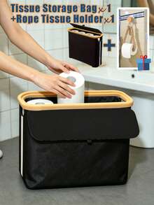 Baofeng Collapsible Toilet Paper Storage Rack With Lid, Bathroom/RV/Closet Storage Basket, Holds 12 Standard Toilet Paper Rolls, Dust-Proof Tissue Box, Tool-Free Quick Assembly, Compact Space-Saving Storage Solution - With Perspective Edges - View 15