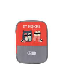 便攜式收納袋，可愛藥丸圖案與「My Medicine Bag」文字，輕量旅行急救包，戶外旅行藥袋；適用於戶外、露營、學校、旅行與日常使用；旅行必備，適合作為返校禮物、派對小禮、老師禮物 - 彩色 - 查看 13
