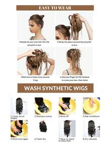 Messy Bun Hair Piece Wavy Curly Scrunchies Synthetic Chignon Ponytail Hair Extensions Thick Updo Hairpieces For Women, Halloween - Multicolor - View 7