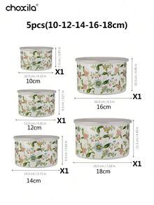 choxila 3/5pcs Nested Storage Bowl Set With Lids, Mixing Bowl Set, Floral Print Enamel Ice Cream Salad Vegetable Prep Bowls, Metal Prep Bowls, Suitable For Baking, Meal Prep, Cooking And Food Serving - View 13