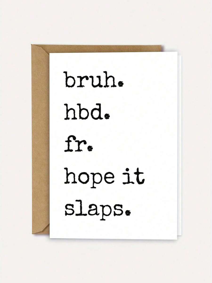 1張「Bruh HBD Fr Hope It Slaps」幽默生日祝福卡附信封，適合朋友、兄弟與男性的 Z 世代趣味禮物，生日適用，內頁空白 - 查看 1