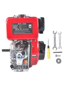 10HP 4Stroke Single-Cylinder Diesel Engine 418CC 6300W Recoil 3600RPM Air Cooled Red - as Pic - View 2
