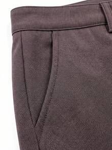 glestore Men's Retro-Style Solid-Color Casual Suit Pants: A Stylish And Versatile Choice, Perfect For Business, Commuting, And Casual Occasions - Mocha Brown - View 5