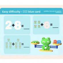 Frog Balance Scale Math Educational Toy, Toddler Number Recognition Addition & Subtraction Arithmetic Learning Tool, 3-Level Difficulty Challenge Cards, Hand-Eye Coordination & Balance Perception Training, Children's Desktop Game - Multicolor - View 9