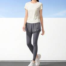 CAMEL CROWN Women's Yoga Suit Set For Summer Running Casual Breathable Sportswear Slim Fit Quick-Drying Training Fitness Pilates - Pale Moon Yellow Graphite Gray - View 5