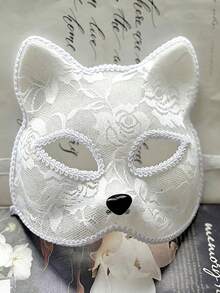 1pc Fox Mask Halloween Cosplay Cat Face Lace Mysterious Cat Eye Half Face Mask Sexy Photo Prop - View 9