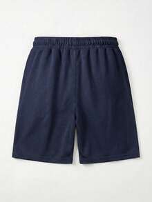 Men's Solid Color Breathable Short Sleeve T-Shirt And Shorts Casual Set - Navy Blue - View 5