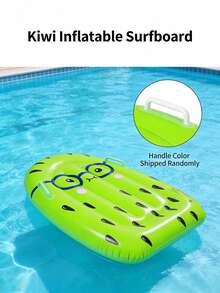 Inflatable Fruit Float Bed Strawberry Kiwi Pineapple Cute Cartoon Surfboard With Handle Lounge Chair (Handle Color Random), Pool Inflatable Float Bed, Beach Essential, Pool Float - Multicolor - View 7