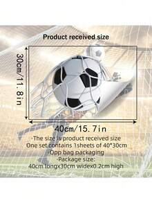 1PC Football Net Window Sticker - Double-Sided Football Sticker, Reusable, Sports Theme Glass Decoration, Beautiful Home Decor For Men's Exclusive Space - Football Net Window Sticker - View 3