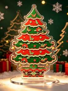 1PC Vintage Paper-Cut Style Christmas Tree Ornament, Paper-Cut Floral Butterfly Bell Christmas Tree Acrylic Desktop Decoration - 1pc - View 3