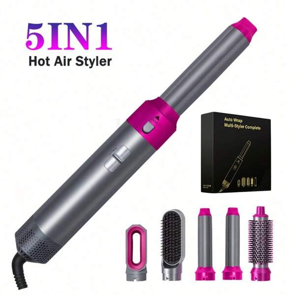 5-In-1 Hot Air Styling Brush, Hair Styling Tool, Professional Salon-Grade Hair Styling Tool, Ionic Hairdryer, Suitable For Fine, Limp And Normal Hair Types, Automatic Curling And Straightening Functions, Lightweight And Frizz-Free.