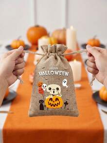 6 Peças Sacos de Juta para Doces de Halloween com Cordões, Pequenos Sacos de Juta, Sacos de Armazenamento de Presentes Mini para Festa de Halloween, Sacos de Presente de Juta, Sacos de Juta Reutilizáveis com Cordões, 6 Estilos Engraçados de Sacos de Juta com Cordões de Desenho Animado de Halloween Adequados para Doces de Halloween, Presentes de Festa e Pequenos Presentes, Suprimentos para Festa de Halloween, Doces ou Travessuras. - A - Visão 6