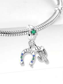 1pc Horseshoe Cactus Pendant, Suitable For Making Bracelets, Necklaces And Bangles DIY Jewelry, Perfect Gift For Women And Girls - Beads - View 3