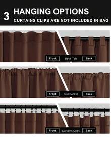 1 pieza/2 piezas Cortinas opacas de unicolor/Cortinas con bolsillo para barra/Cortinas con pestaña trasera/Cortinas con clip/Múltiples métodos de colgado/Cortinas opacas para habitación/Cortinas opacas con protección de privacidad y aislamiento térmico/Adecuadas para sala de estar, dormitorio, sala de estudio/Cortinas de color marrón oscuro - marron oscuro - Ver 4