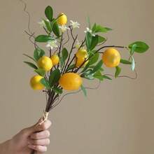 1/2pc Artificial Lemon Branch, 8-Head Faux Lemon With Stem, Kitchen Decor Party Spring Summer Decoration (Yellow) - Multicolor - View 10