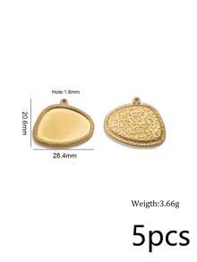 5Pcs 304 Stainless Steel 18K Gold Plated Embossed Textured Oval & Round Pendants DIY Handmade Jewelry Accessories/Waterproof And Fade-Resistant - Pendants - View 9