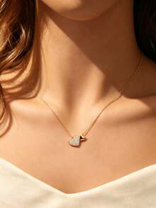 1pc S925 Sterling Silver Minimalist Thin Chain Double Heart Pendant Necklace, Fashion Sweet Cute Heart-Shaped Asymmetric Design, Niche Gentle Girl Vibe, Delicate Versatile Collarbone Chain, Gift For Best Friend/Girlfriend - Love - View 8