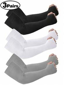3 Pairs Men's Compression Arm Sleeves, UV Protection, Suitable For Work, School, Halloween, Winter, Autumn, Men's Gift - One Size Fits All - View 3