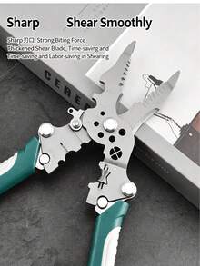 1件裝可折疊10合1剝線鉗 多功能電纜剪斷壓接鉗 手工具 用於電器維修 - 綠色配色 - 查看 9