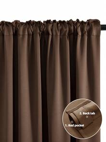 1 pieza/2 piezas Cortinas opacas de unicolor/Cortinas con bolsillo para barra/Cortinas con pestaña trasera/Cortinas con clip/Múltiples métodos de colgado/Cortinas opacas para habitación/Cortinas opacas con protección de privacidad y aislamiento térmico/Adecuadas para sala de estar, dormitorio, sala de estudio/Cortinas de color marrón oscuro - marron oscuro - Ver 2