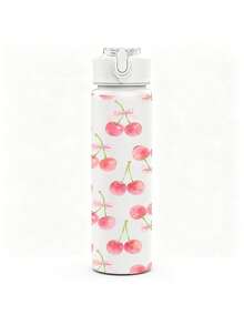 1pc/5pcs 750ml Double Cherry Pink Bow Print Sports Water Bottle, Flip Lid Design, Reusable Lightweight Leak-Proof Portable Travel Drinking Cup, Suitable For Outdoor Sports And Daily Use - Multi-colored Cherry Bow - View 10