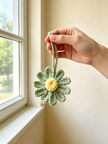 Handmade Crochet Daisy Pendant, Multiple Colors Available, Keychain And Bag Charm, Car Rearview Mirror Decoration - Multicolor - View 7