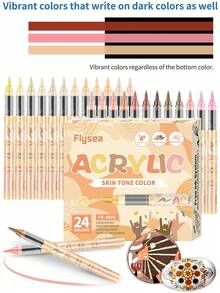 Acrylic Marker Pens, 24 Colors Acrylic Felt, Liquid Acrylic Pen Direct Acrylic Paint Marker For Adults, Acrylic Marker For Coloring, Stone, Calligraphy, Wood, Canvas, Glass, Ceramic - Multicolor - View 5