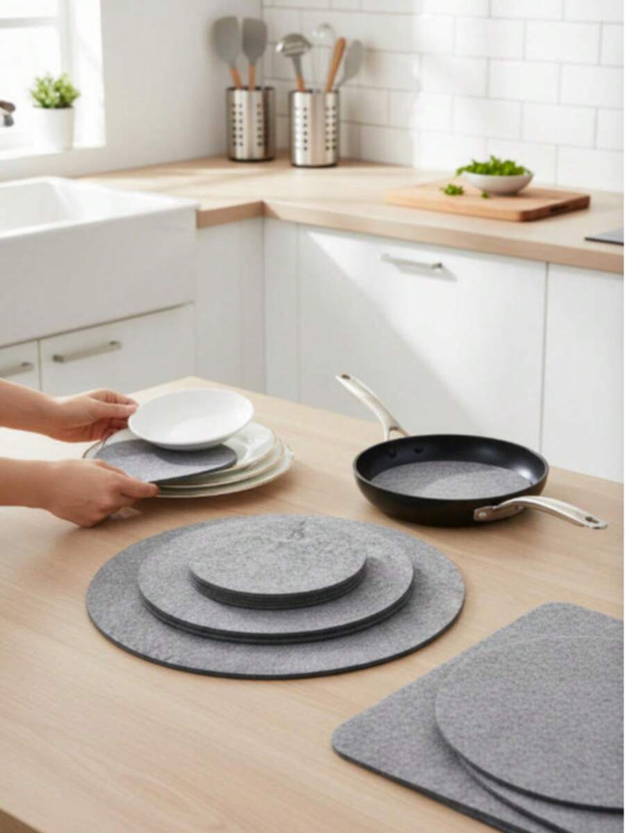 24/12/6/3Pcs 3 Sizes Pot Pan Protectors, Anti-Scratch Heat Resistant Dish Separating Pads, Durable Wearproof Cookware Divider Mats For Stacking Plates Bowls Kitchen Storage Accessories - View 1